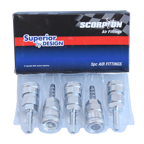 Air Tool Fitting - Coupler Hose Barb 1/4" Nitto Style Box Of 5
