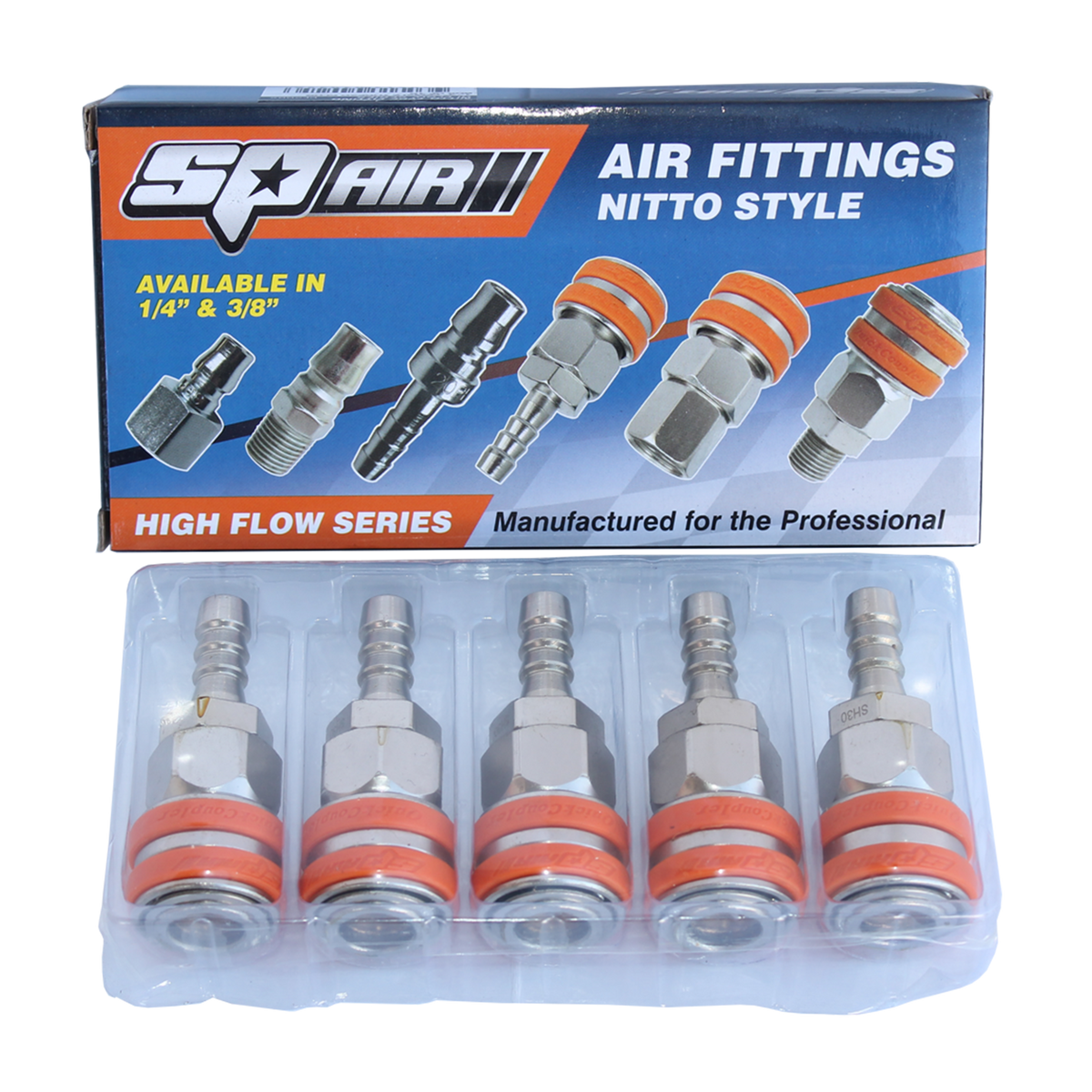 Air Tool Fitting - Coupler Hose Barb 3/8" Nitto Style Box Of 5