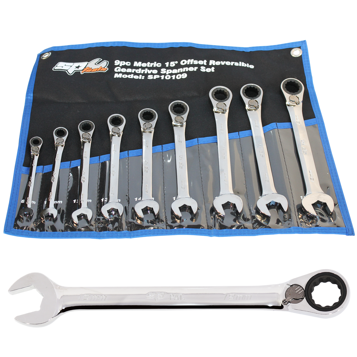 Spanner Set - Roe Geardrive/Quad Drive Reversible Metric 9Pc