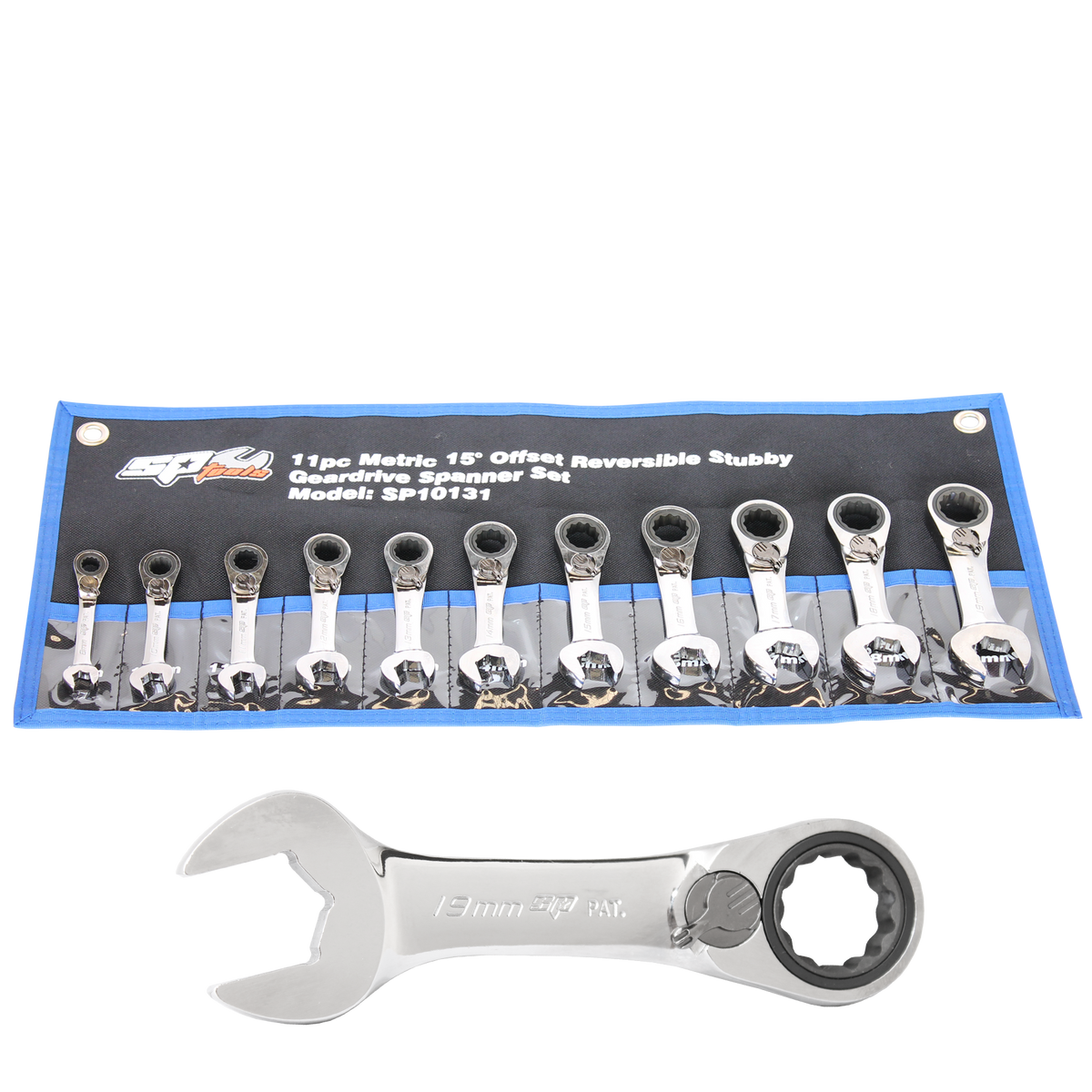 Spanner Set - Roe Geardrive/Quad Drive Reversible Stubby Metric 11Pc