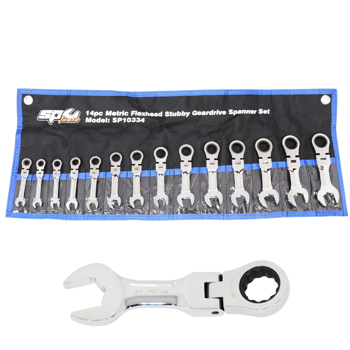 Spanner Set - Roe Geardrive/Quad Drive Flex Head Stubby Metric 14Pc