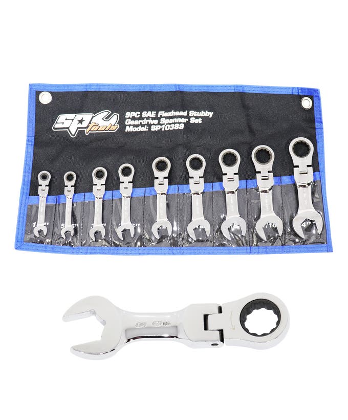 Spanner Set - Roe Geardrive/Quad DRive Flex Head Stubby SAE 9Pc - SP10389