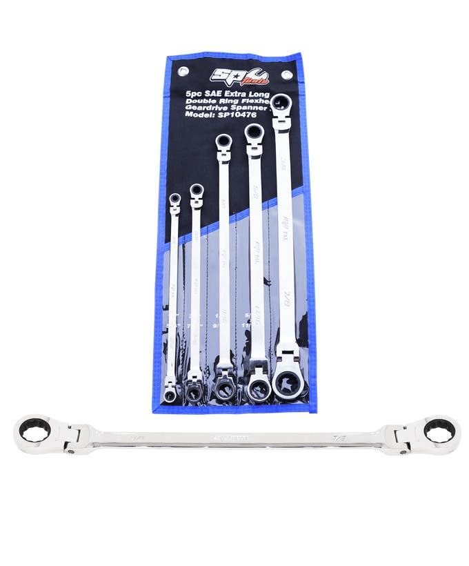 Spanner Set - Ex Long Flex Double Ring 72T Geardrive 5Pc SAE - SP10476