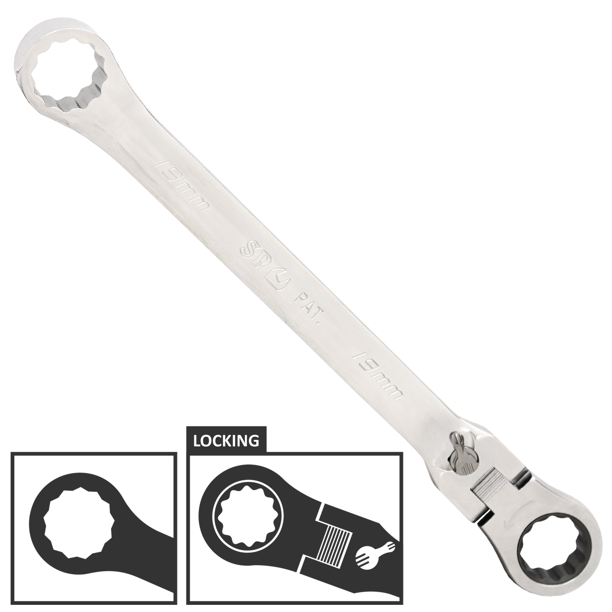 Spanner Double Ring Geardrive Flex Head Metric 19Mm