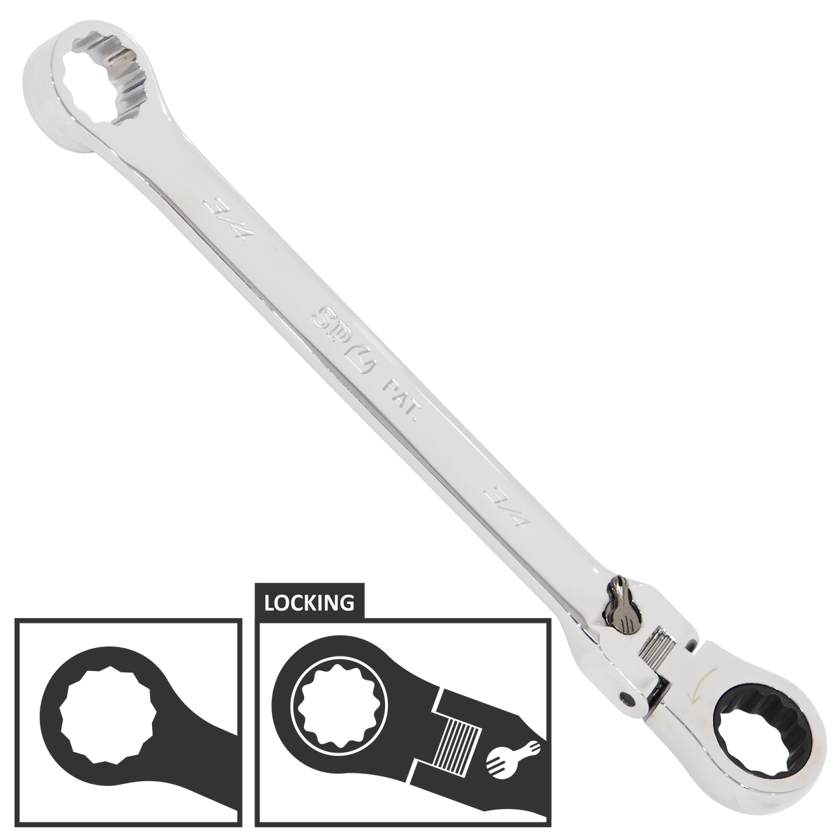 Spanner Double Ring Geardrive Flex Head Sae 1/2"