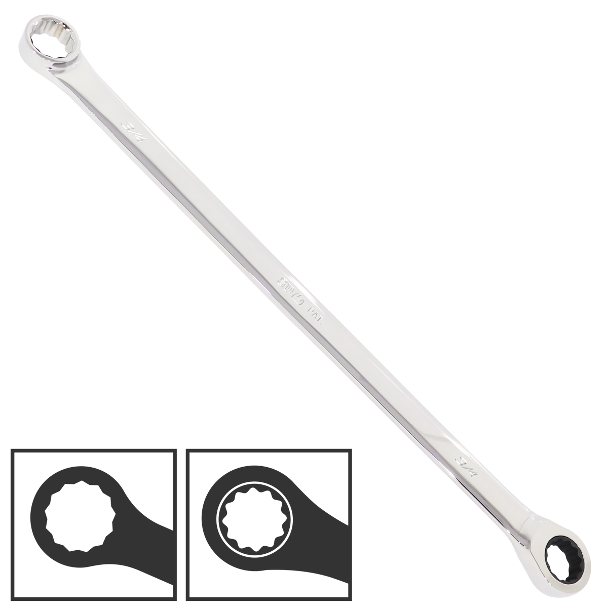 Spanner Double Ring Extra Long Geardrive Sae 1/2"