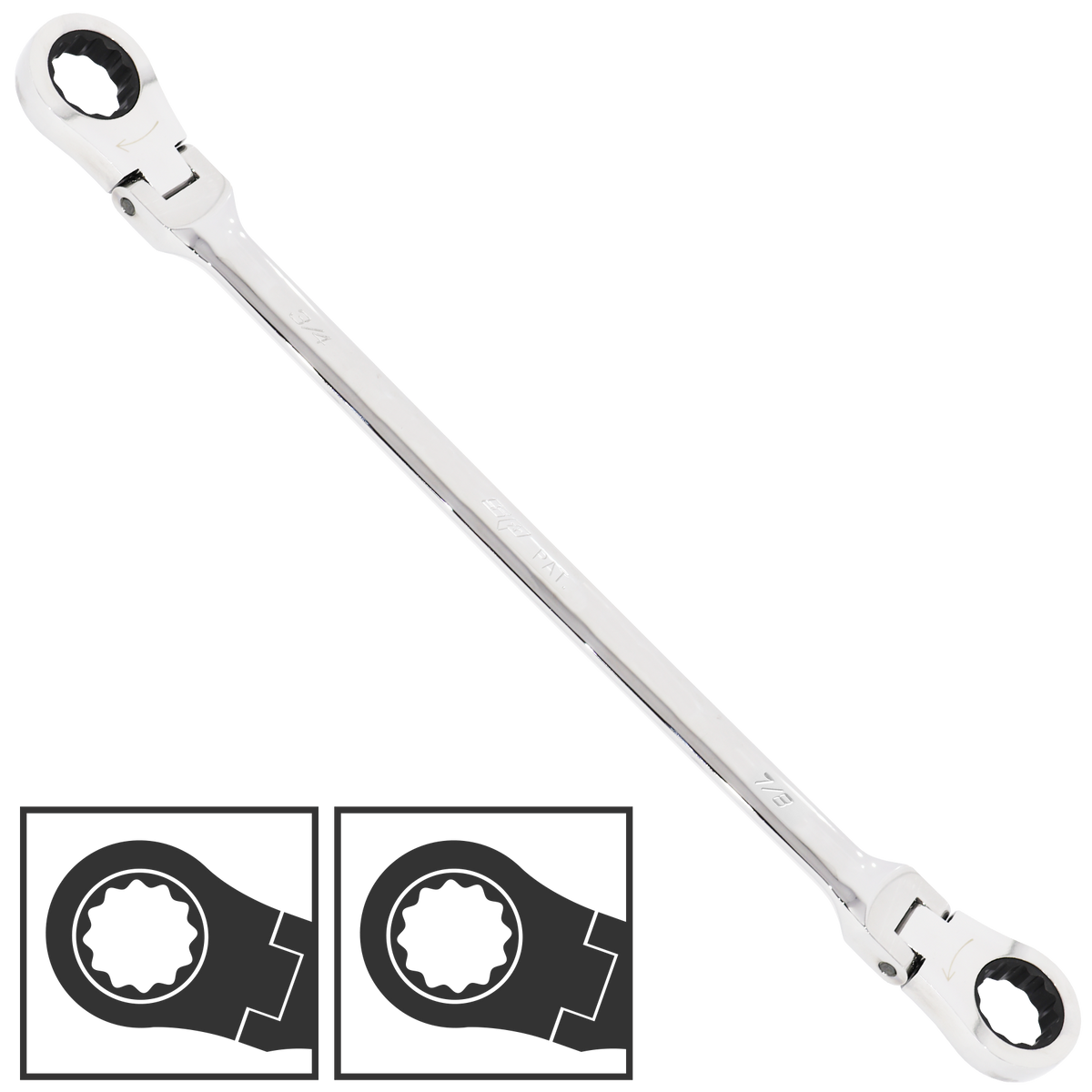 Spanner Ex Long Flex Double Ring Stand Out Geardrive 1/2X9/16"