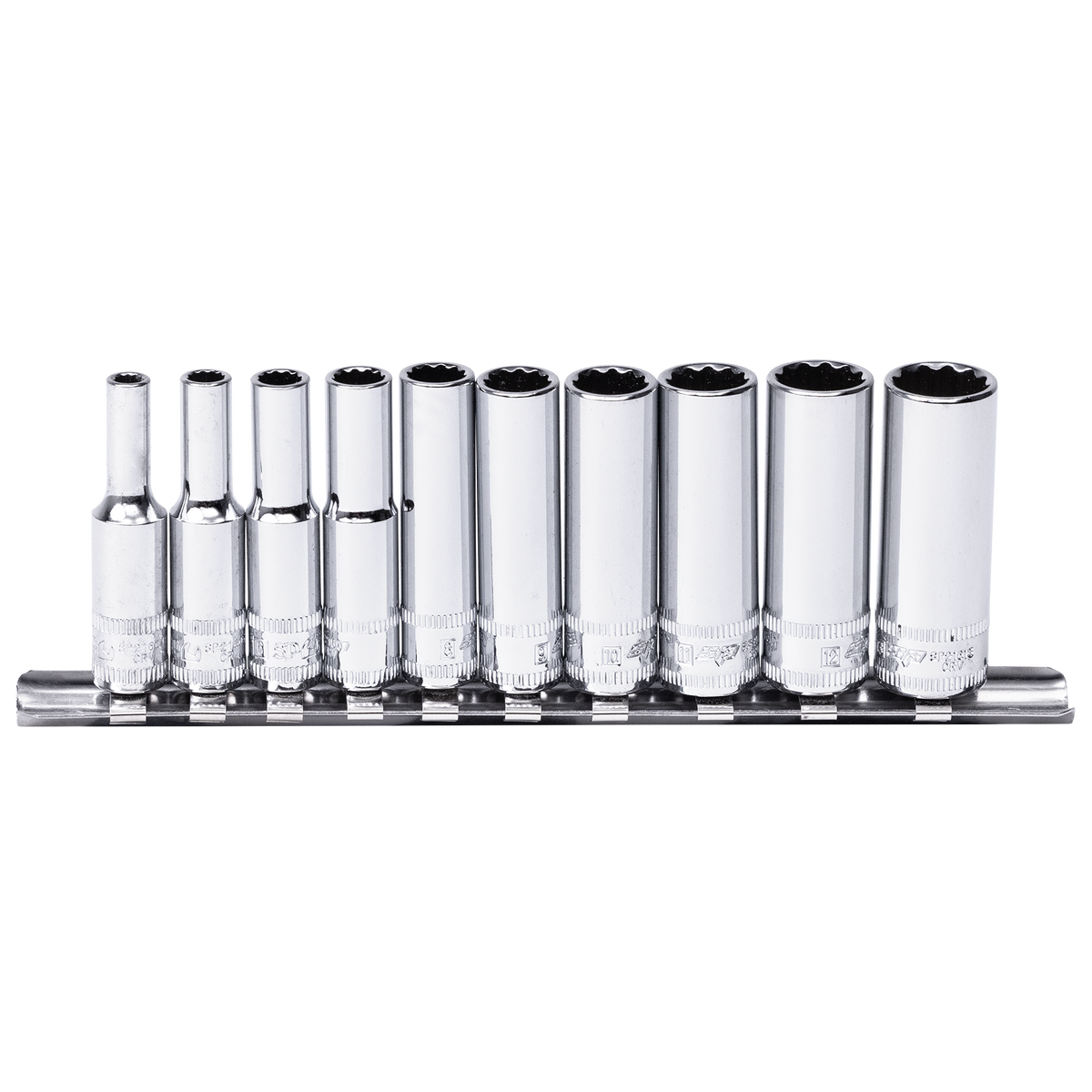 Socket Rail - 1/4Dr 12Pt 10Pc Metric Deep