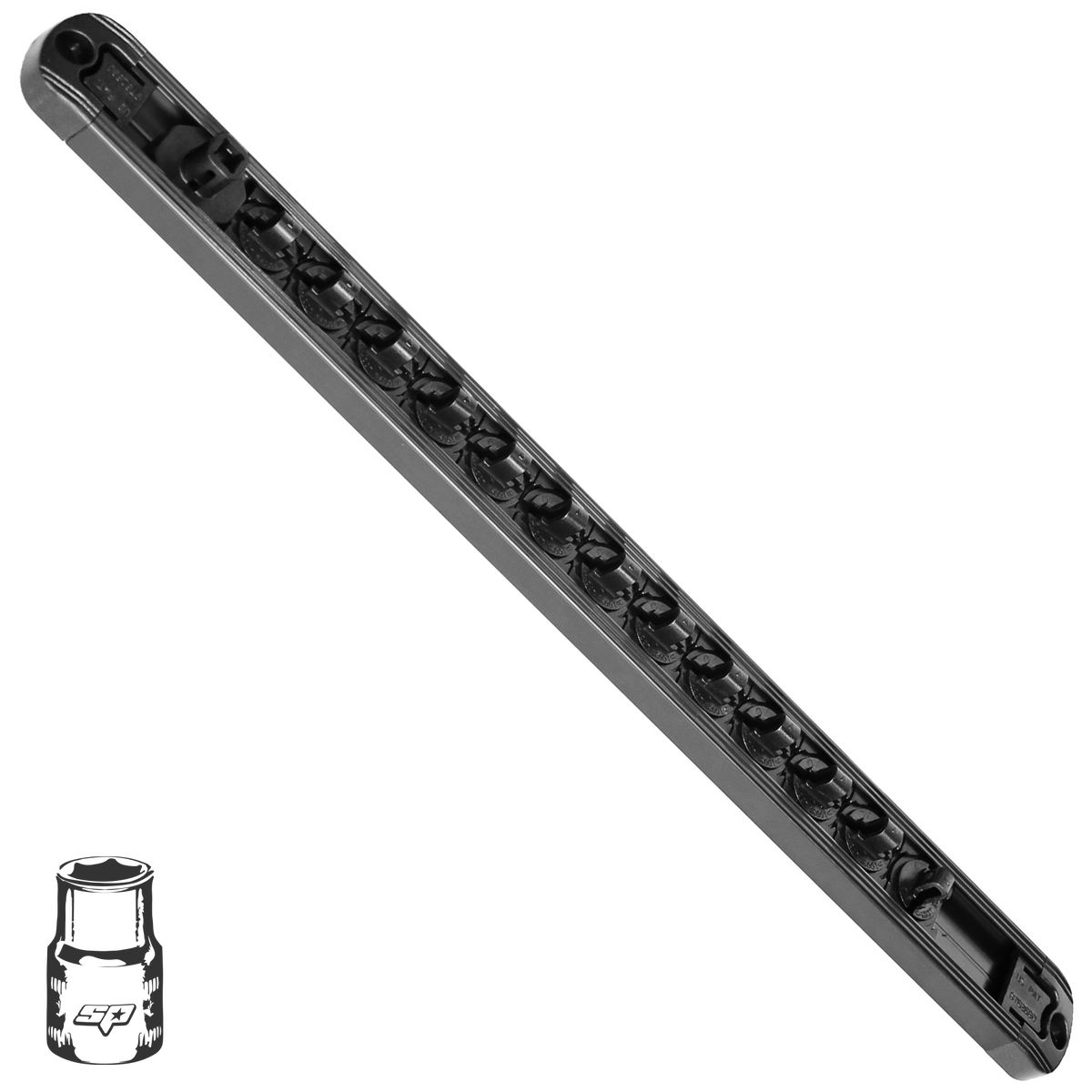 Workshop - Socket Rail 1/4'Dr Holds 13Pc Black