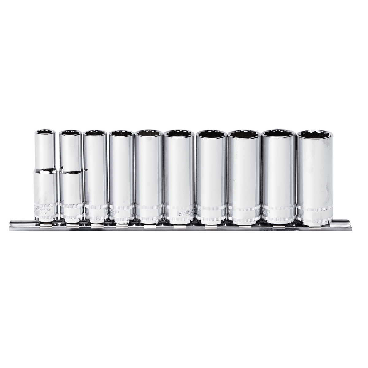 Socket Rail - 3/8Dr Deep 12Pt 10Pc Metric