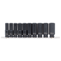 Socket Rail Impact 3/8Dr Deep 6Pt 10Pc Metric