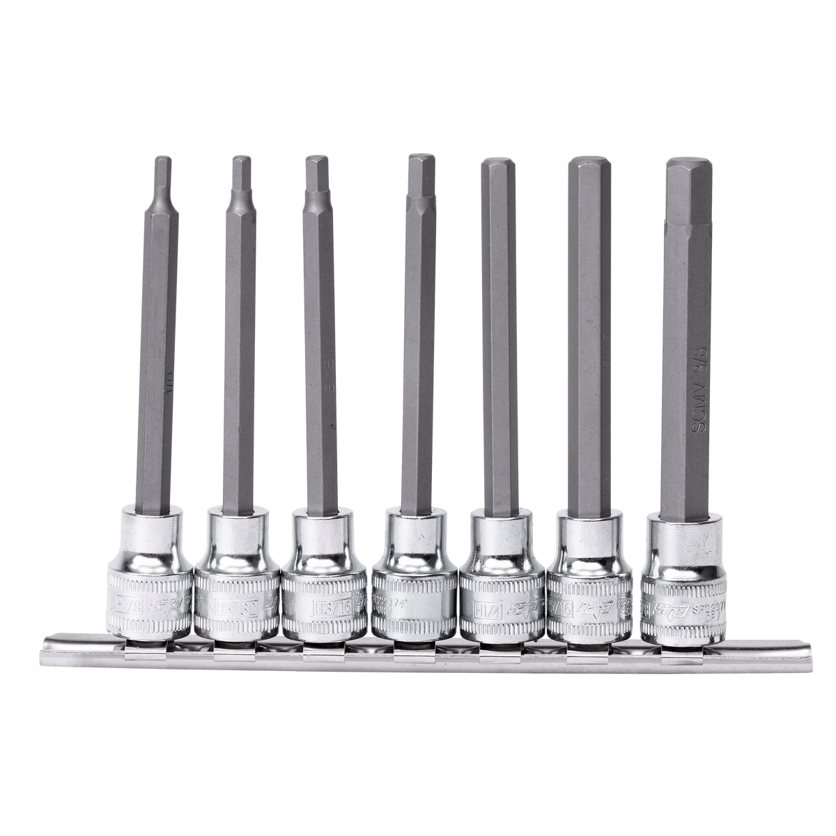 Socket Rail - 3/8" Dr 100Mm Sae Inhex Bit 7Pc Set