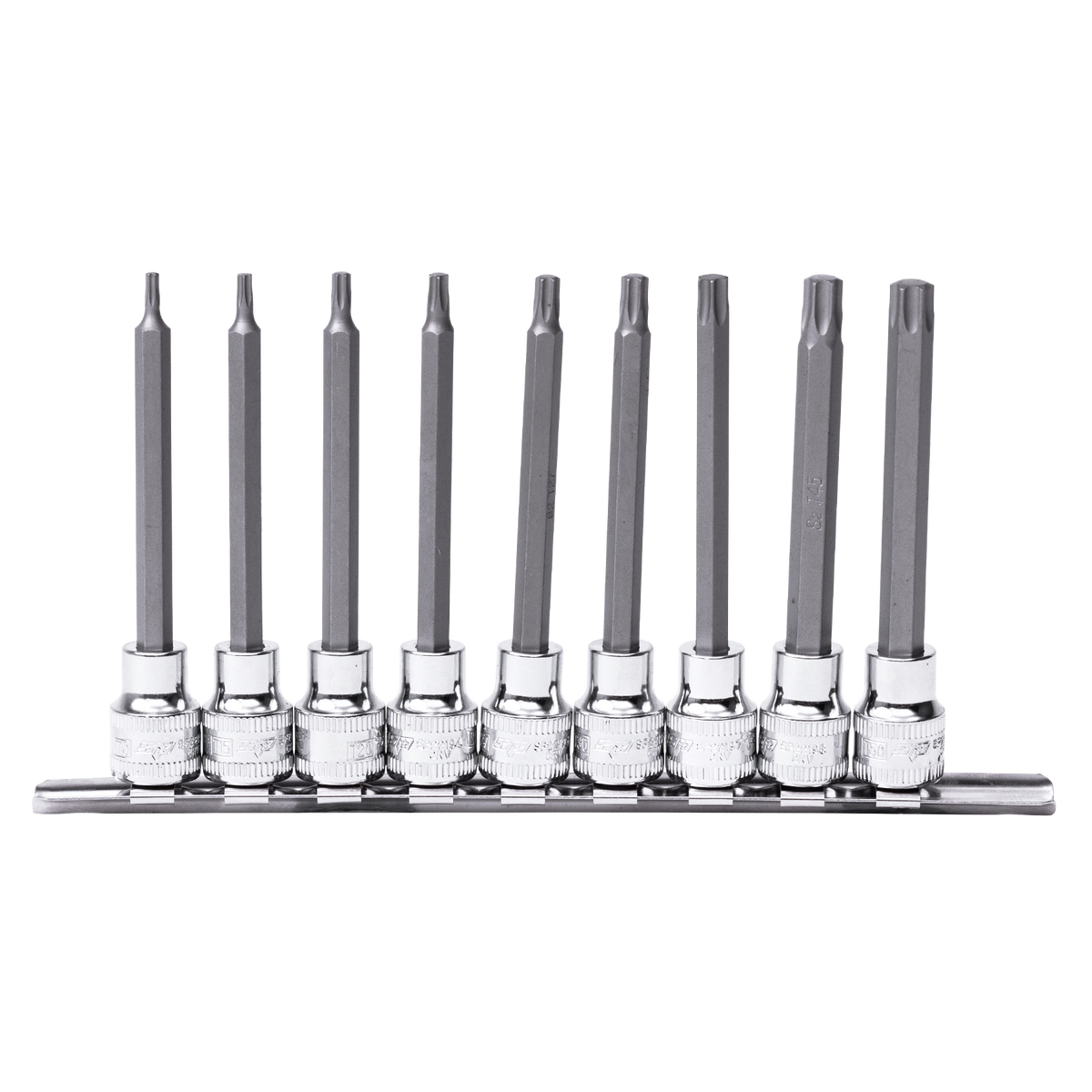 Socket Rail - 3/8" Dr 100Mm Spline Bit 7Pc Set
