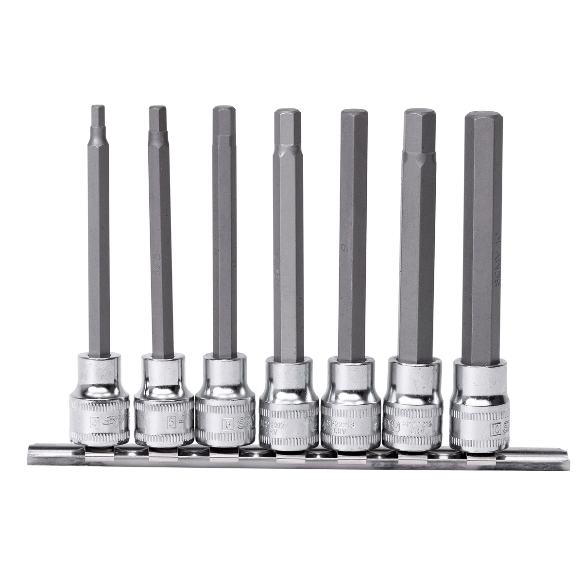 Socket Rail - 3/8" Dr 100Mm Metric Inhex Bit 7Pc Set