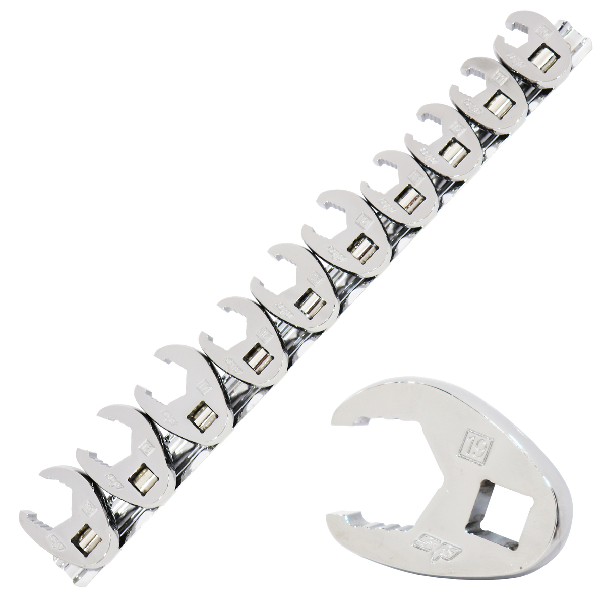 Socket - Crowfoot Wrench Rail 3/8"Dr Metric 10Pc