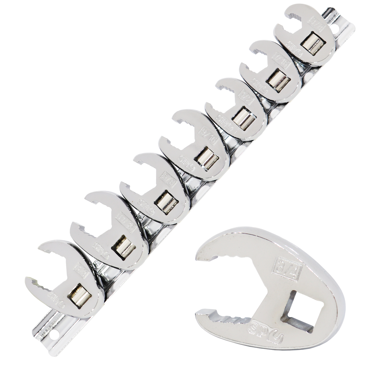 Socket - Crowfoot Nut Wrench Rail 3/8"Dr Sae 7Pc
