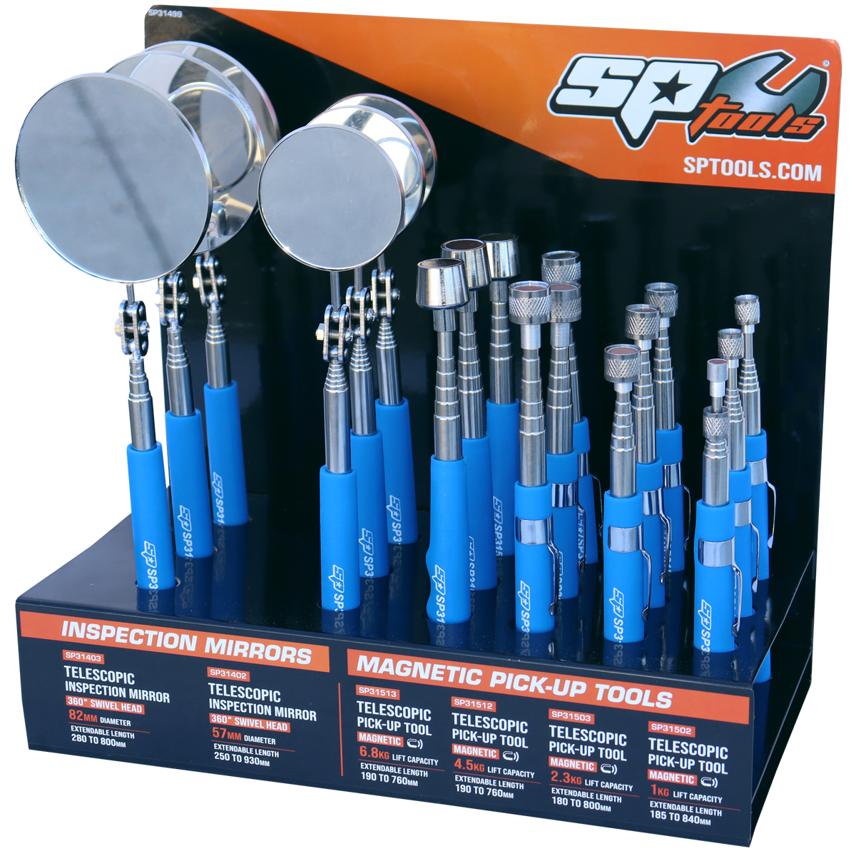 Auto Speciality - Pick-Up Tool Display Set Mirror & Magnetic 18Pcs