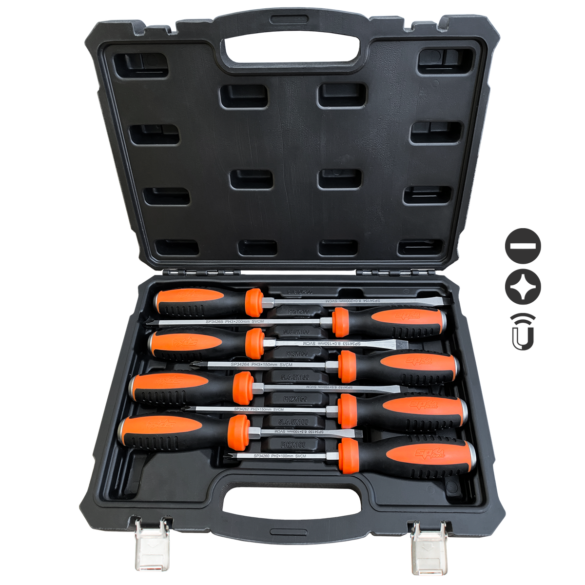Screwdriver Set - Slotted/Phillips Go-Thru Hex Bolster - 8Pc Set