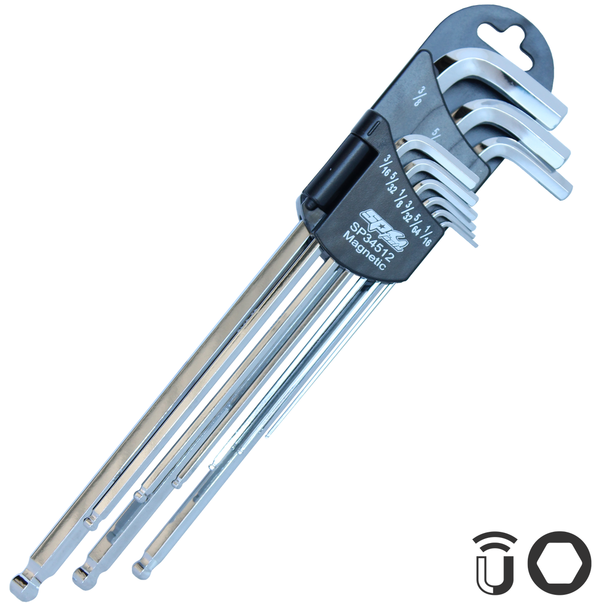 Key Set - Sae Hex Magnetic Ball Drive 9Pc