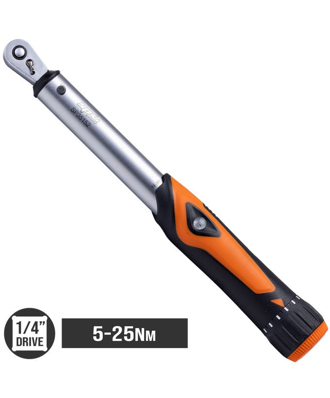 Measuring - Torque Wrench 1/4"DR 290MM 5-25Nm 1.5-18Ft/Lbs - SP35152