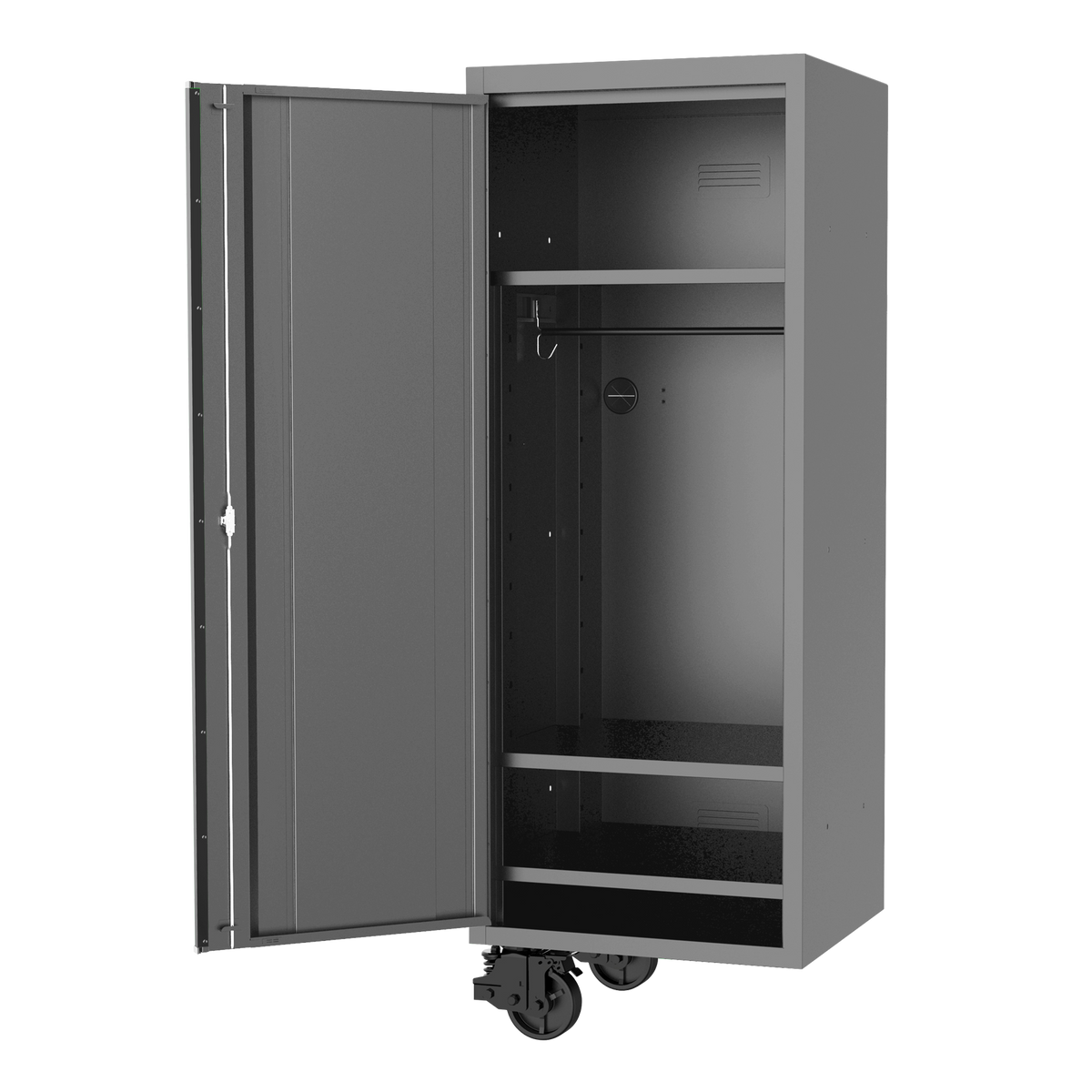 Side Locker - Usa Series 27" 3 Shelf With Hang Rail Matte Grey