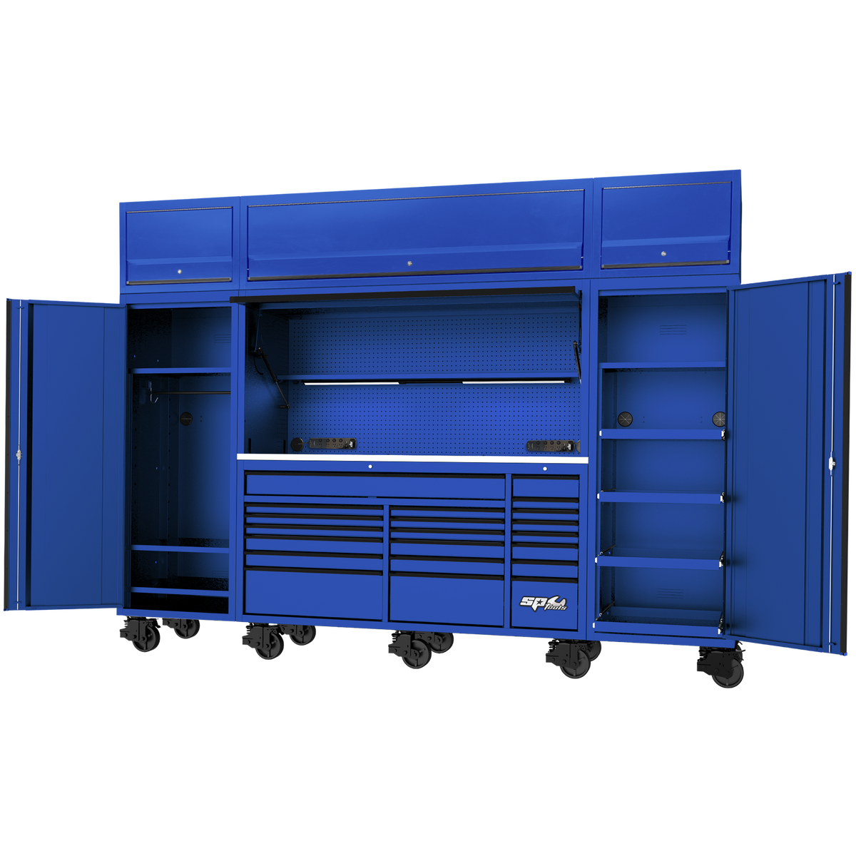 Workstation - Usa Series 113" Including Overhead Blue/Black