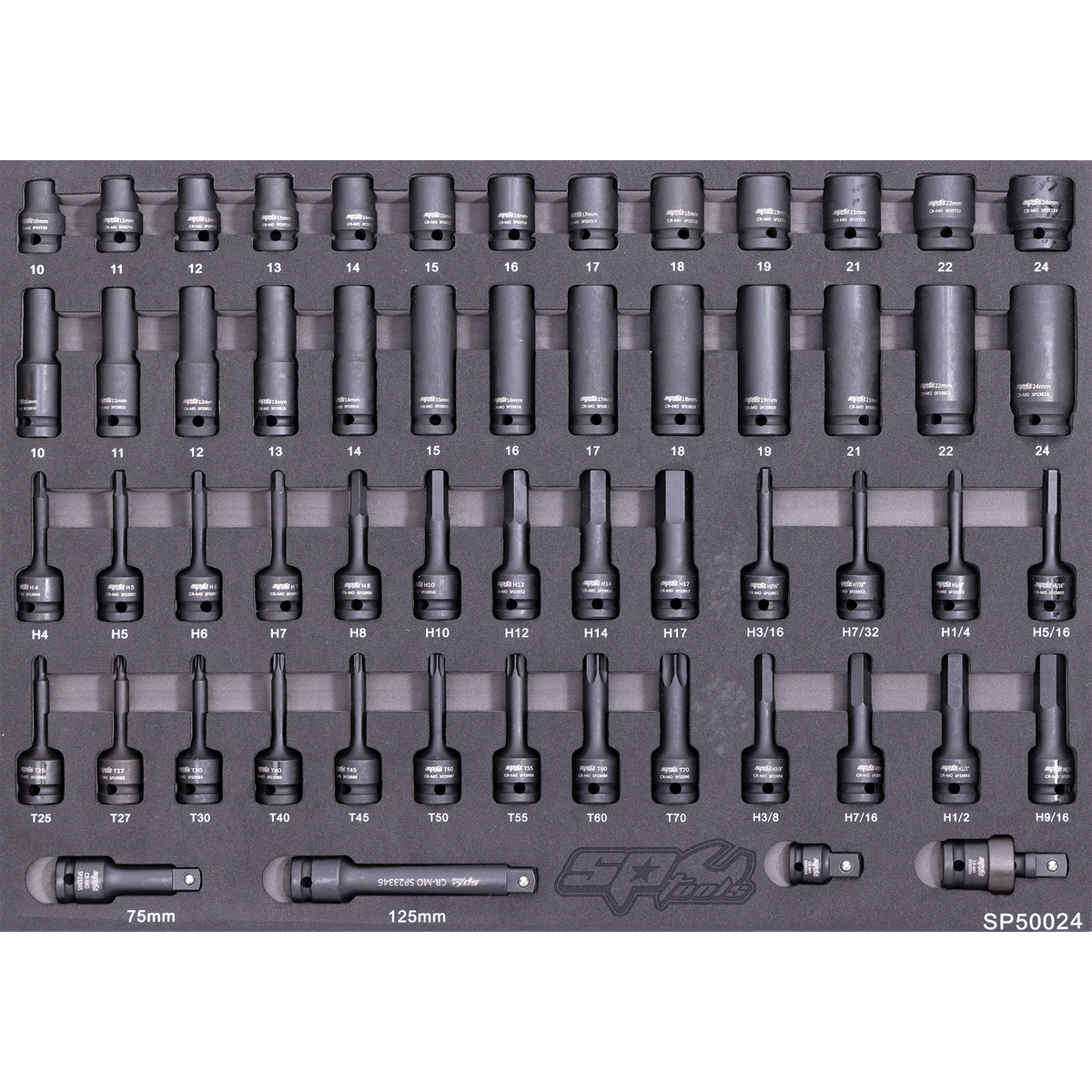 Eva Toolkit - 56Pc Sae - 1/2"Dr Impact Socket Set