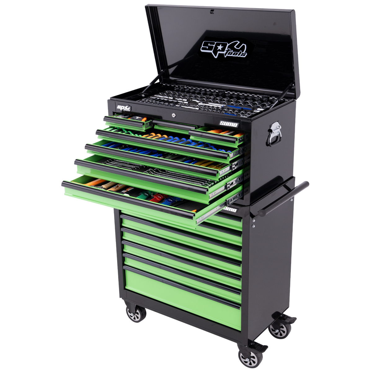 Toolkit 417Pc Metric/Sae - Sumo Series 14 Drawer Black/Green