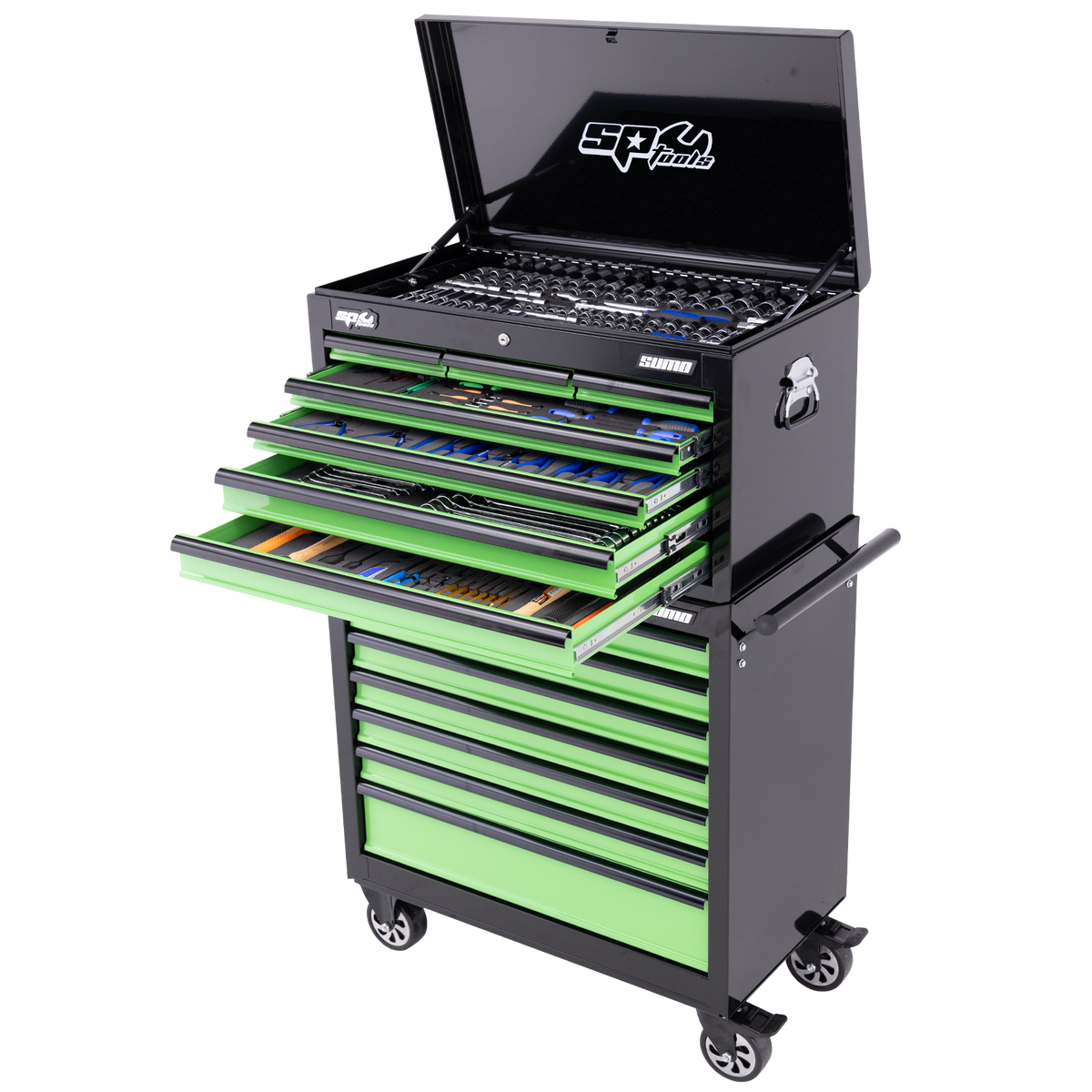 Toolkit 417Pc Metric/Sae - Sumo Series 14 Drawer Black/Green Foamed