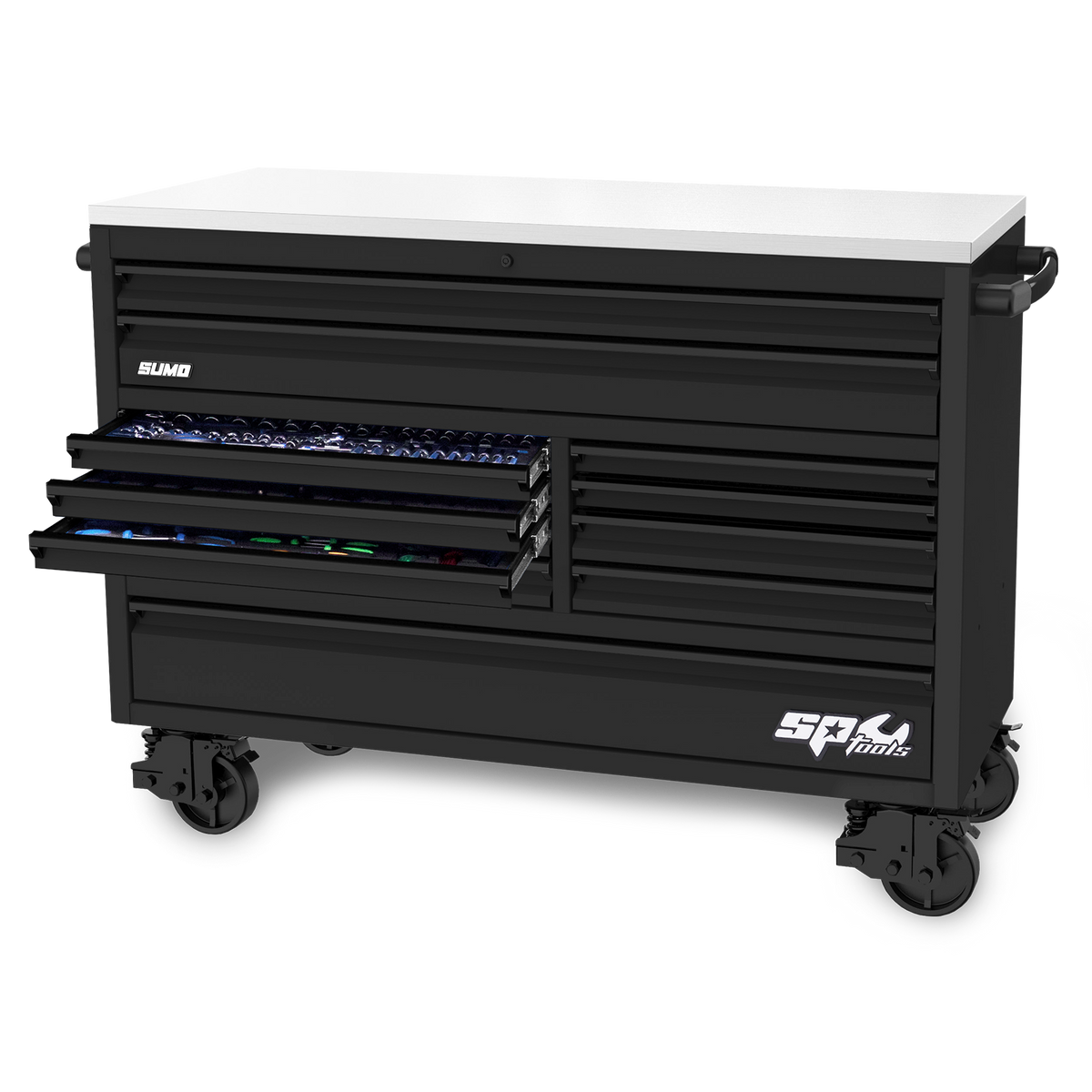 Toolkit 465Pc Metric/Sae - Usa Sumo Series 59" Roller Cabinet 11 Drawer Matte Black
