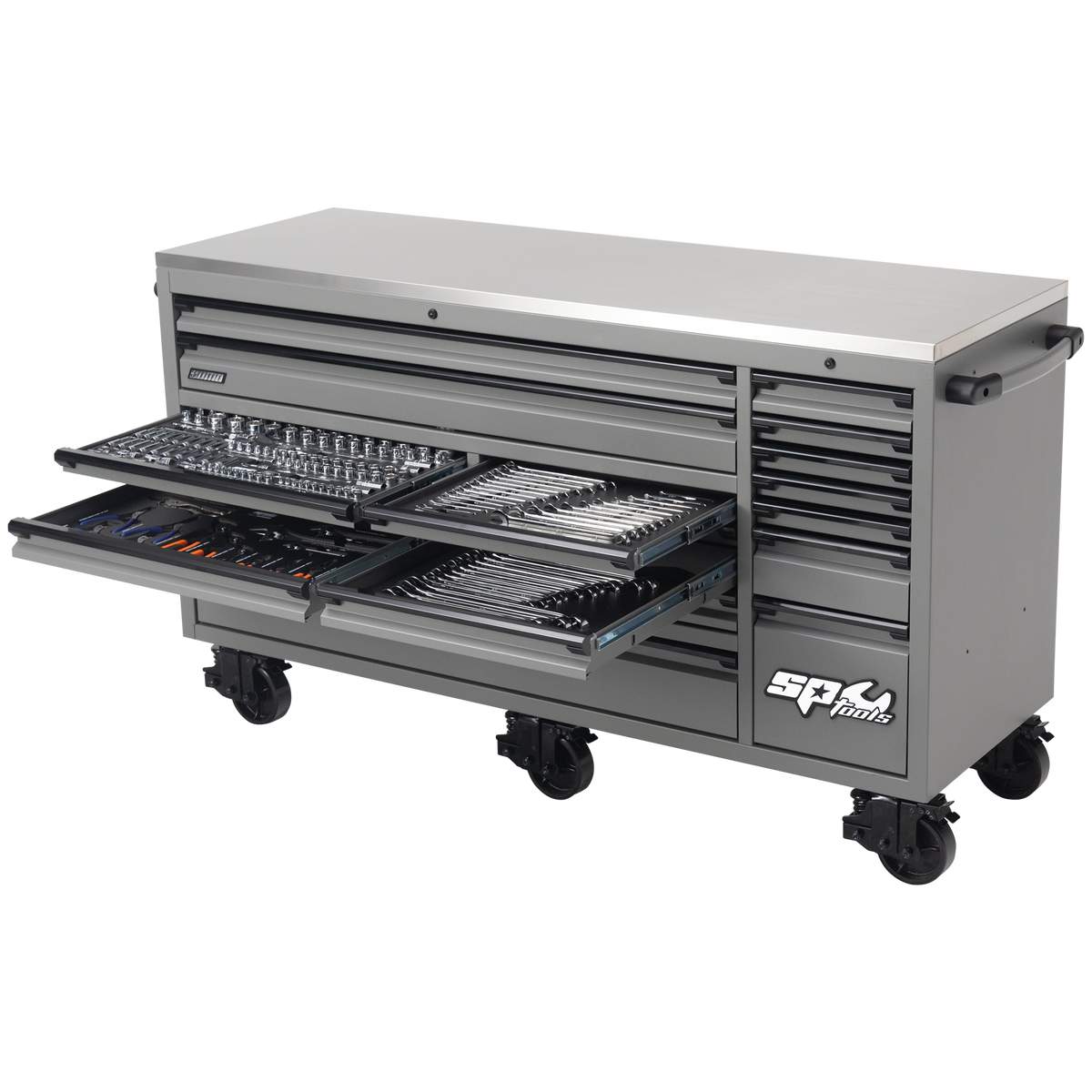 Toolkit 465Pc Metric/Sae - Usa Sumo Series 73" Roller Cabinet 18 Drawer Matte Grey