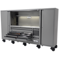 Toolkit 1017Pc Metric/Sae - Usa Sumo Series 128" Roller Cabinet With Power Top Hutch And Side Cabinets 18 Drawer - Matte Grey