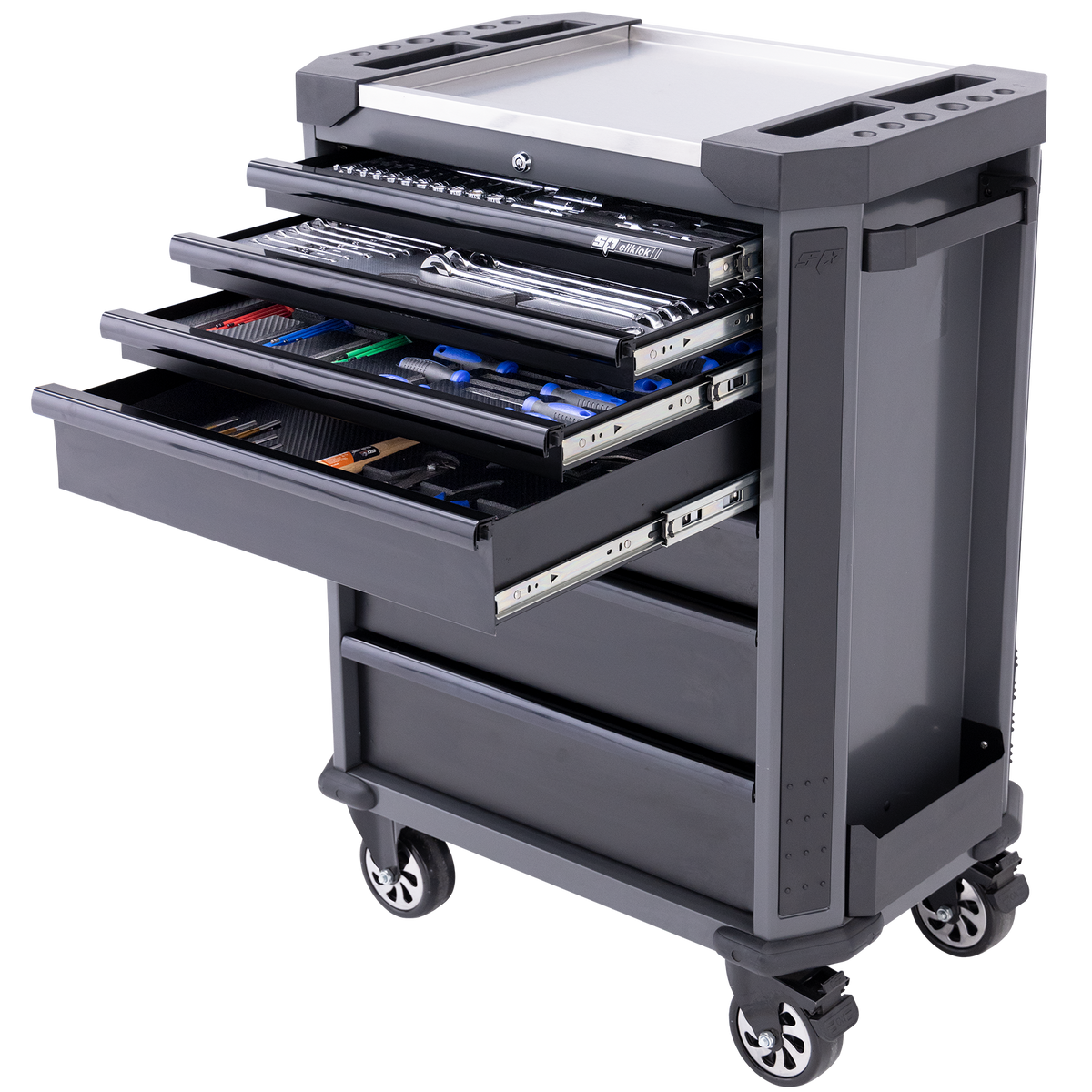 Toolkit 230Pc Metric - Tech Series Roller Cabinet Starter Technician 7 Drawer Diamond Black Foamed