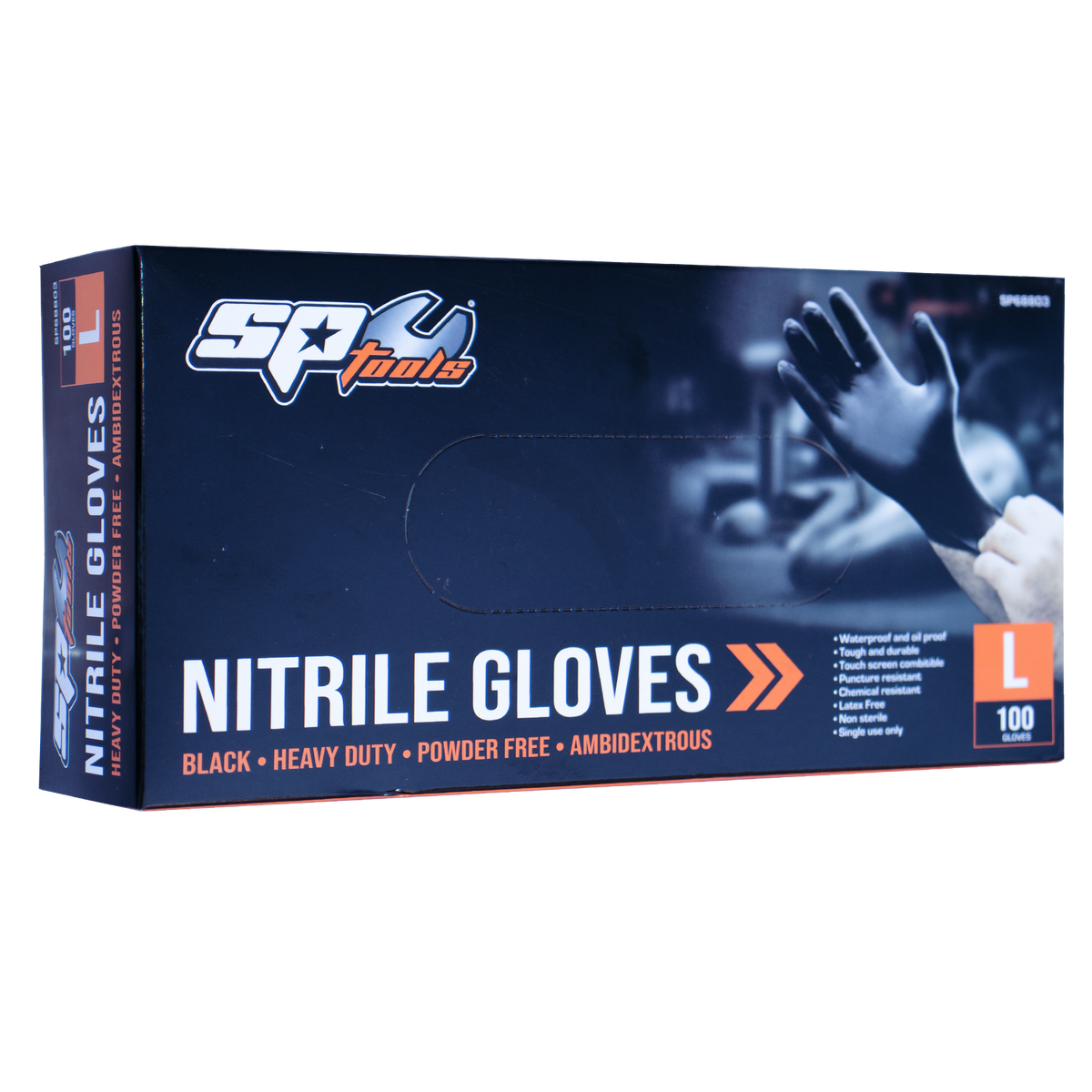 Workshop - Gloves Disposable Nitrile Black - Large (Box 100)