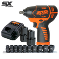 Cordless - 12V 3/8"Dr Impact Wrench Kit - 2.5Ah X2 Batteries And Impact Socket Set - Sx Drive