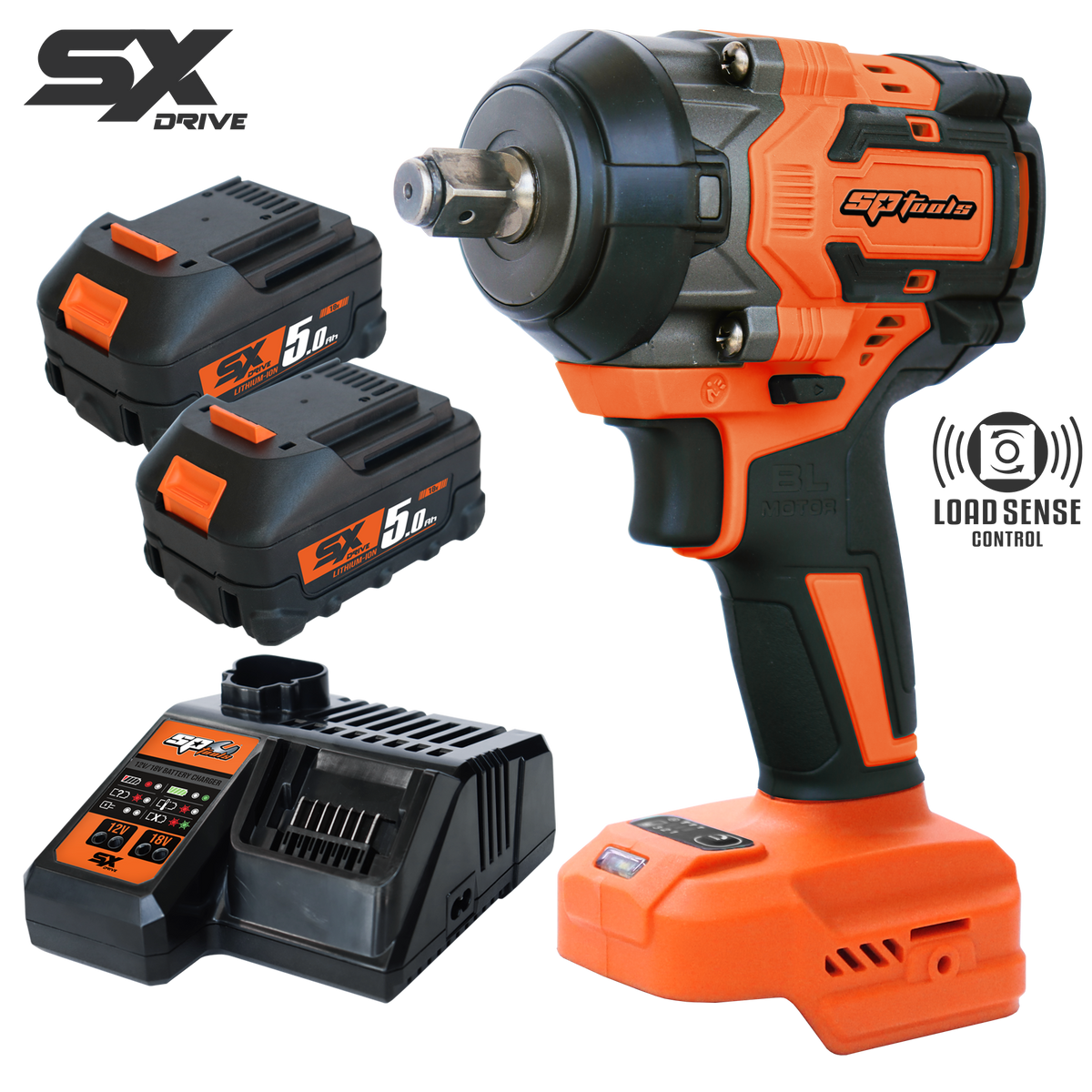 Cordless - 18V 1/2"Dr Impact Wrench Kit - 5.0Ah - Sx Drive