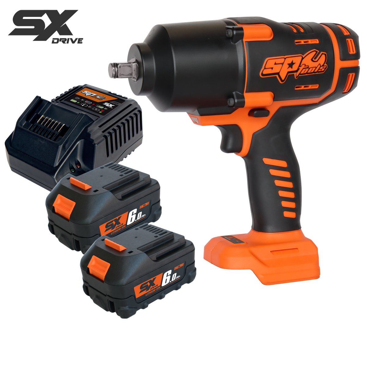Cordless - 18V 1/2"Dr Brushless Impact Wrench Kit - 6.0Ah X2 - Sx Drive