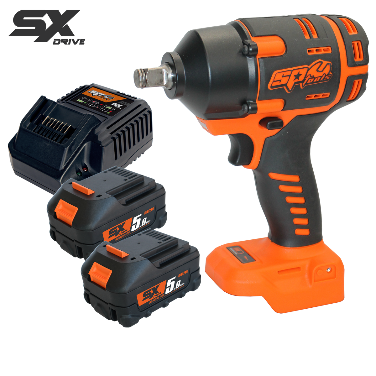 Cordless - 18V 1/2"Dr Brushless Impact Wrench Kit - 5.0Ah X2 - Sx Drive