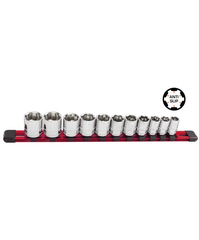 XTREME GRIP SOCKET 1/2"DR 11PC SAE  3/8"-1"