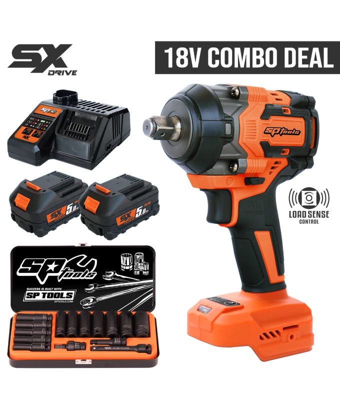 CORDLESS - 18V 1/2"DR IMPACT WRENCH KIT - 5.0AH - SX DRIVE