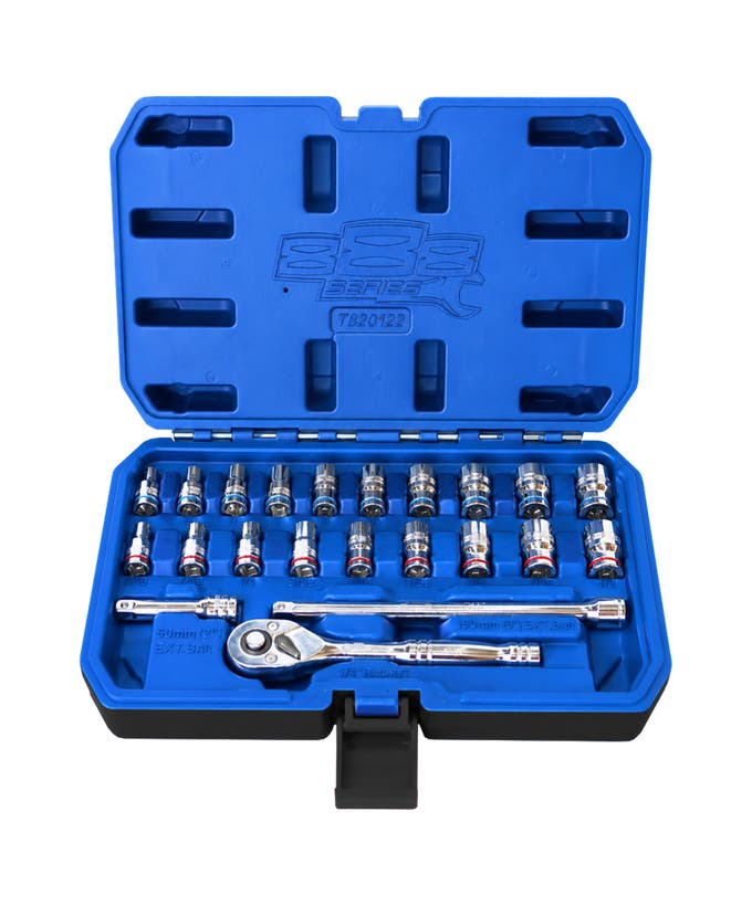 SOCKET SET - 1/4"DR 6PT METRIC/SAE 22PC